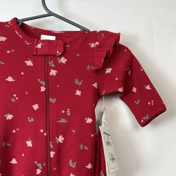 Nordstrom Red print holiday footie with headband NWT - Picture 6 of 13